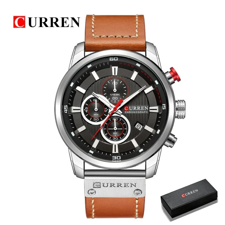 CURREN Quartez 8291 en Cuir Marron